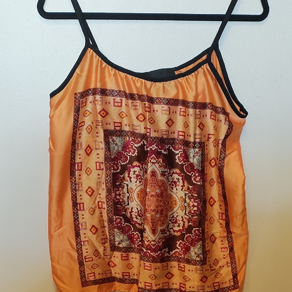 Harlowe & Graham Orange and Brown Camisole Top